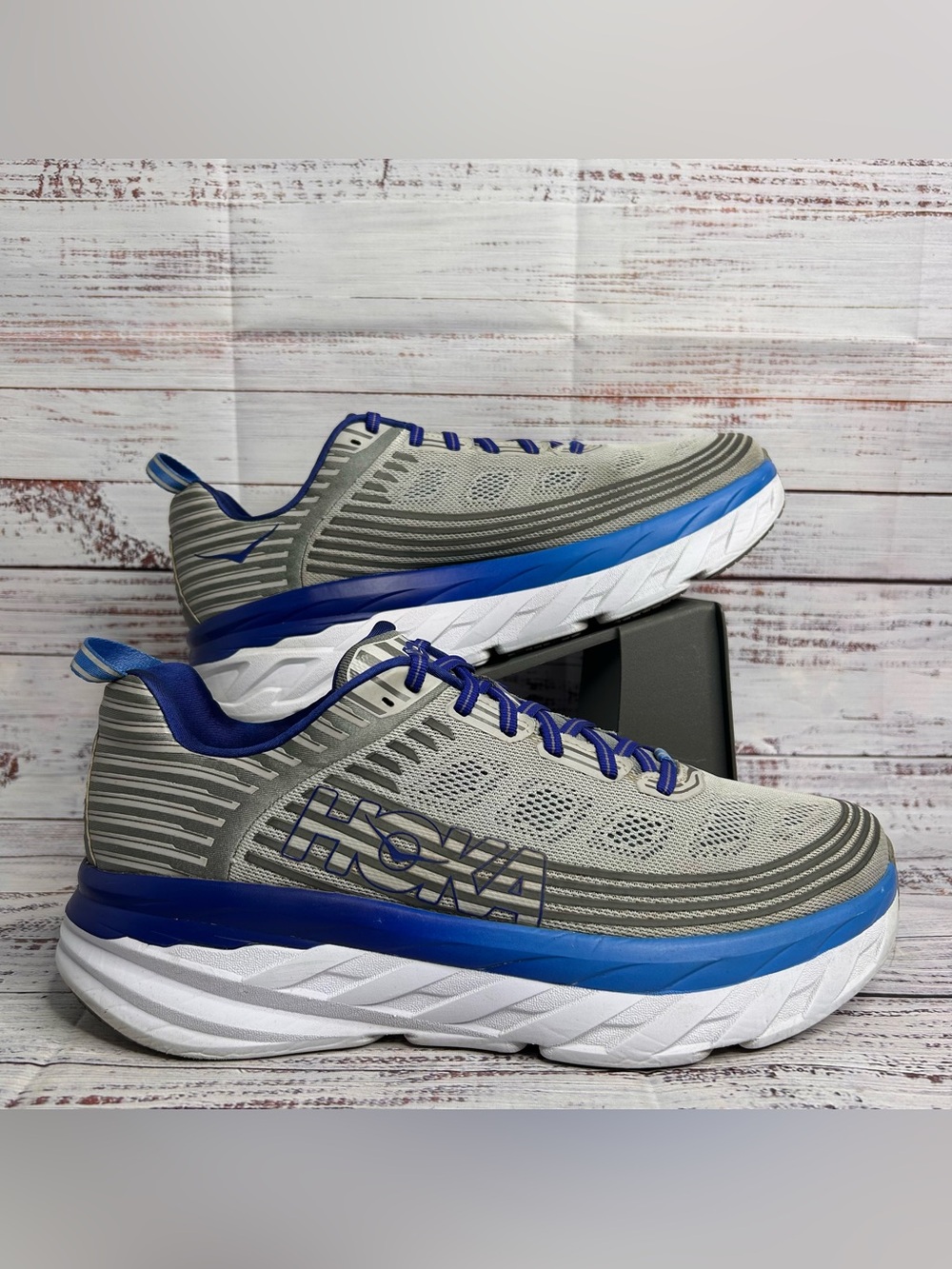 Hoka One One Bondi 6 Running Shoes Vapor Blue/Frost Gray Men’s Size 10